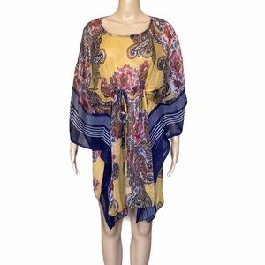 Sunflower sheer handkerchief poncho top beach cover up